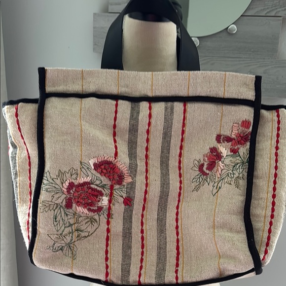 ZARA embroidered flowers Tote Bag - Picture 1 of 4